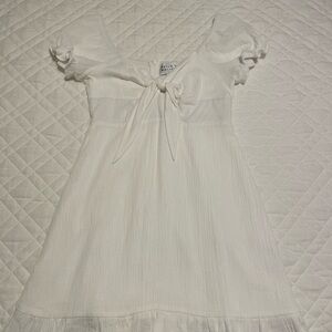 Hello Molly White Babydoll Dress with Flutter Cap Sleeves